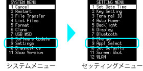 システムメニュー